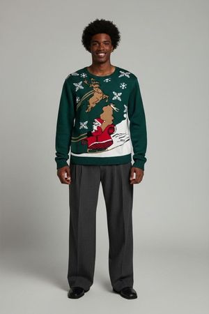 Weihnachtspullover mit Weihnachtsmann-Schlitten-Design –
