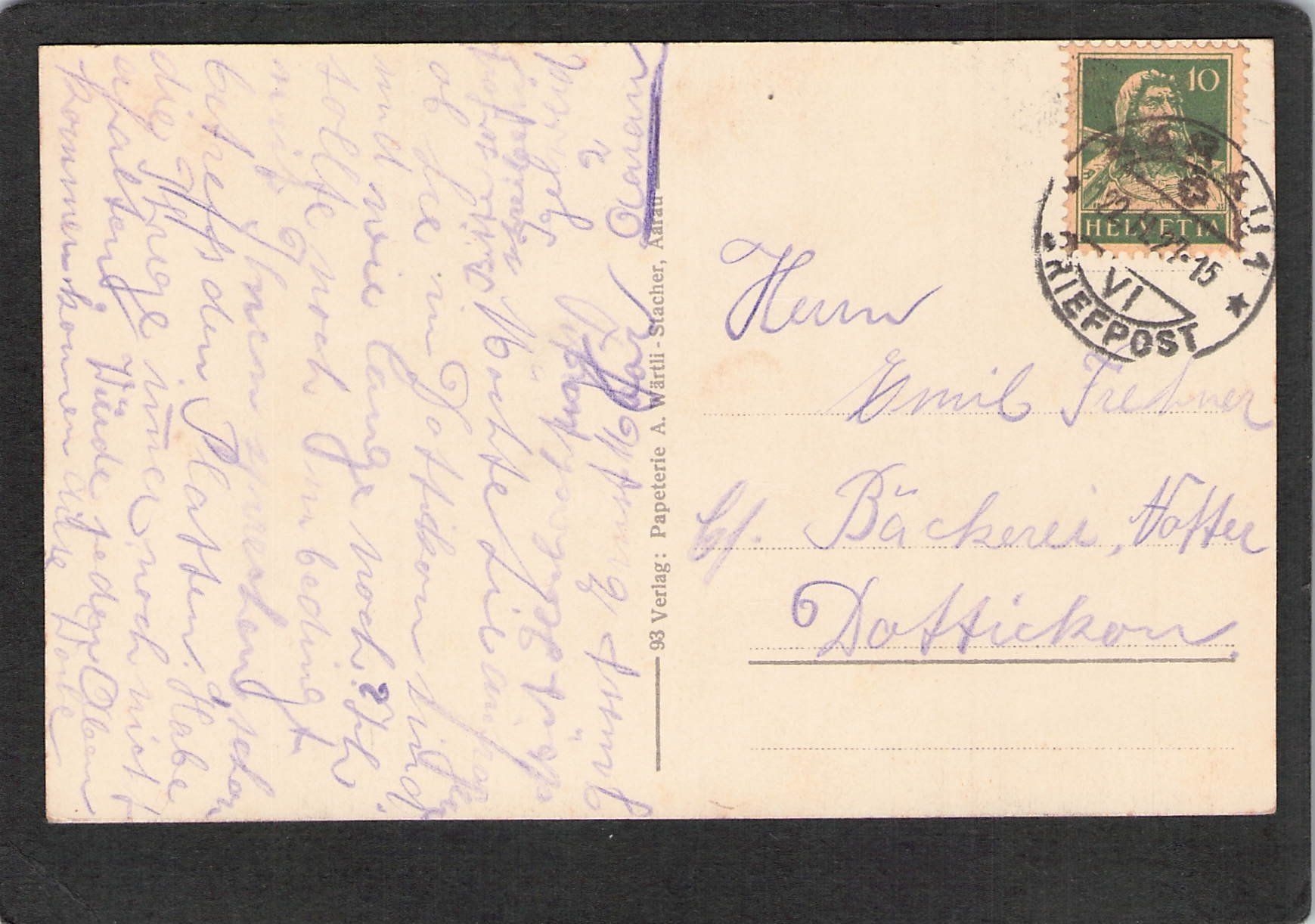 Ansichtskarten: #Aarau Rathausgasse , gel. 1927 – Gebraucht aus Reichenburg von Pipo-67 1