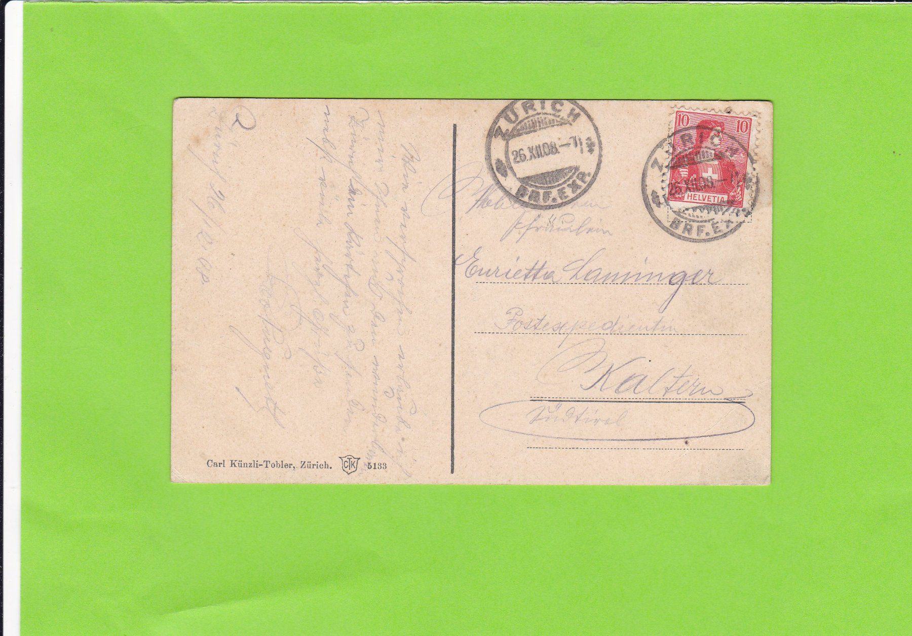 Cartoline postali: Zürich-Rathausquai---1908 – Usato da St. Peterzell venduto da neckertal 1