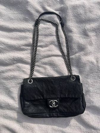 Chanel French Riviera Flap Bag Caviar Schwarz Ruthenium