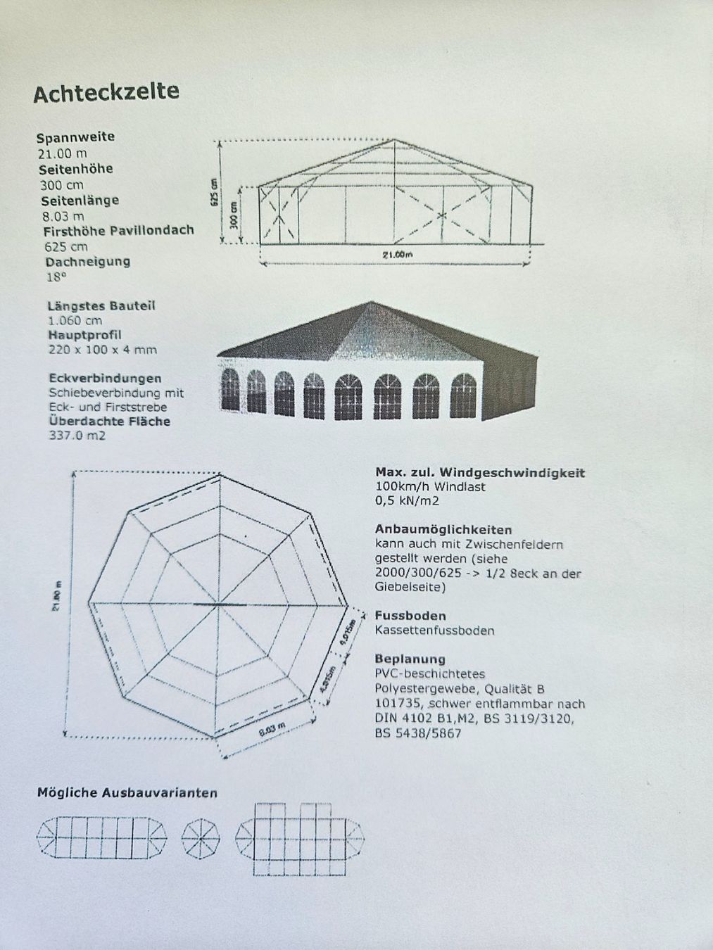 Tende & Padiglioni: Achteckzelt 21x21m – Usato da Biberist venduto da Gina35 1