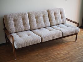 50er Jahre Teakholz Sofa – Mid-Century 3-Sitzer Couch