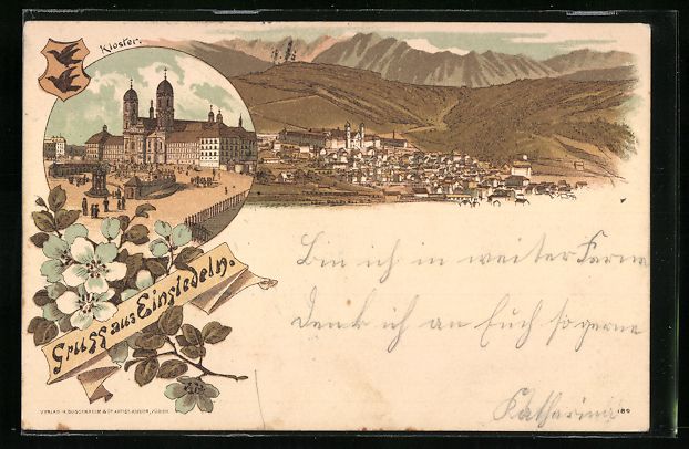 Cartes postales: Litho Einsiedeln, Blick auf das Kloster  – D'occasion à Berlin par bartko-reher