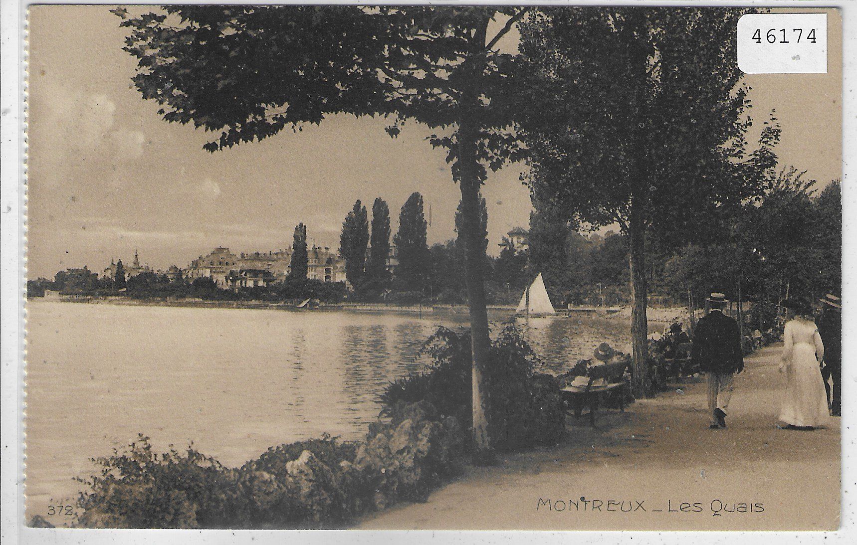 Cartoline postali: Montreux - Les Quais - animee – Difettoso da Ettingen venduto da Kartenplanet