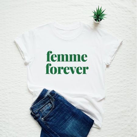 "Femme Forever" T-Shirt, Weiss, Grösse L - Top