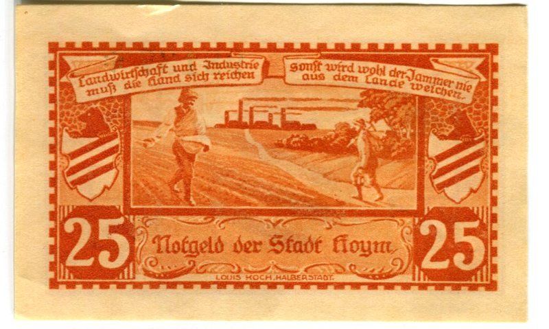 Banknoten: Notgeld "25 Pfennig. Hoym 1921" – Gebraucht aus Basel von Butsch5 1