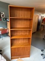 Vintage Teak Bookshelf Cabinet w/ Sliding Doors - Mid Cen...