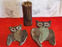 Keramik Eulen Wanddeko + Vase 🦉🏺  (51)