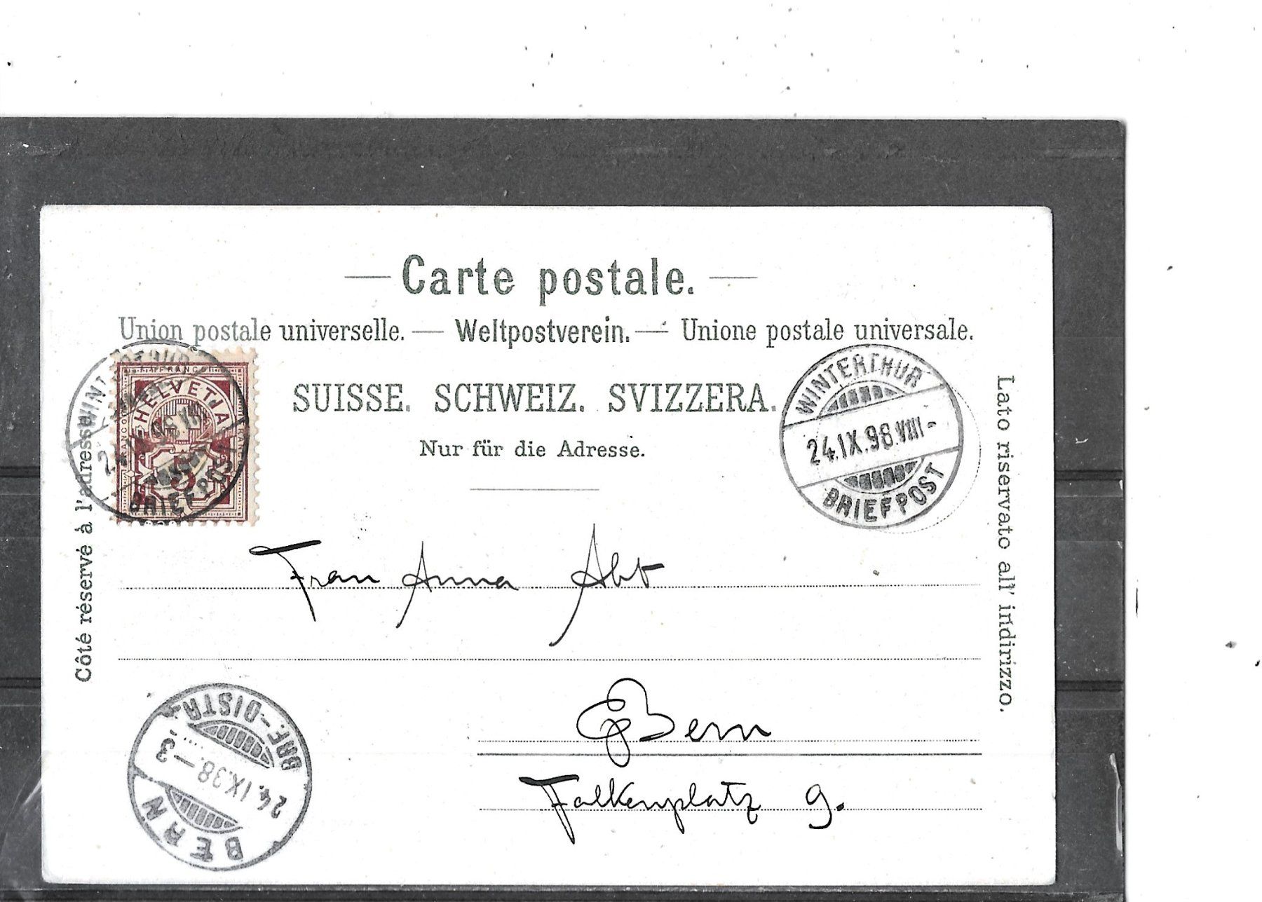 Cartoline postali: BE Mönch Berggesicht 1898 (Litho) – Usato da Schocherswil venduto da Wilare 1