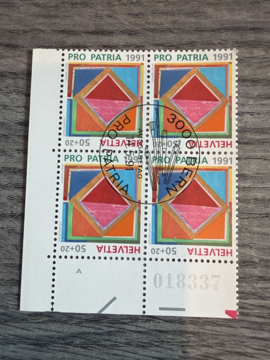Tutti i francobolli: Pro Patria 1991 Briefmarken, Viererblock, – Usato da Tafers venduto da Tschanz-Solutions