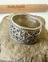 Vintage Silber Bandring 925 Markasiten filigraner Durchbruch