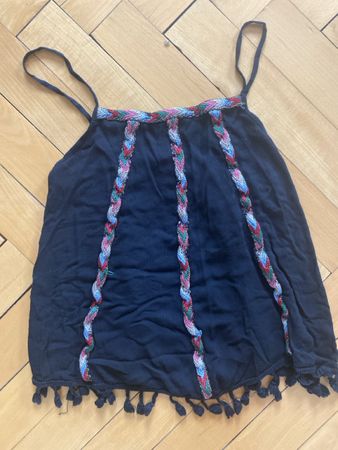 Top été noir boho taille XS