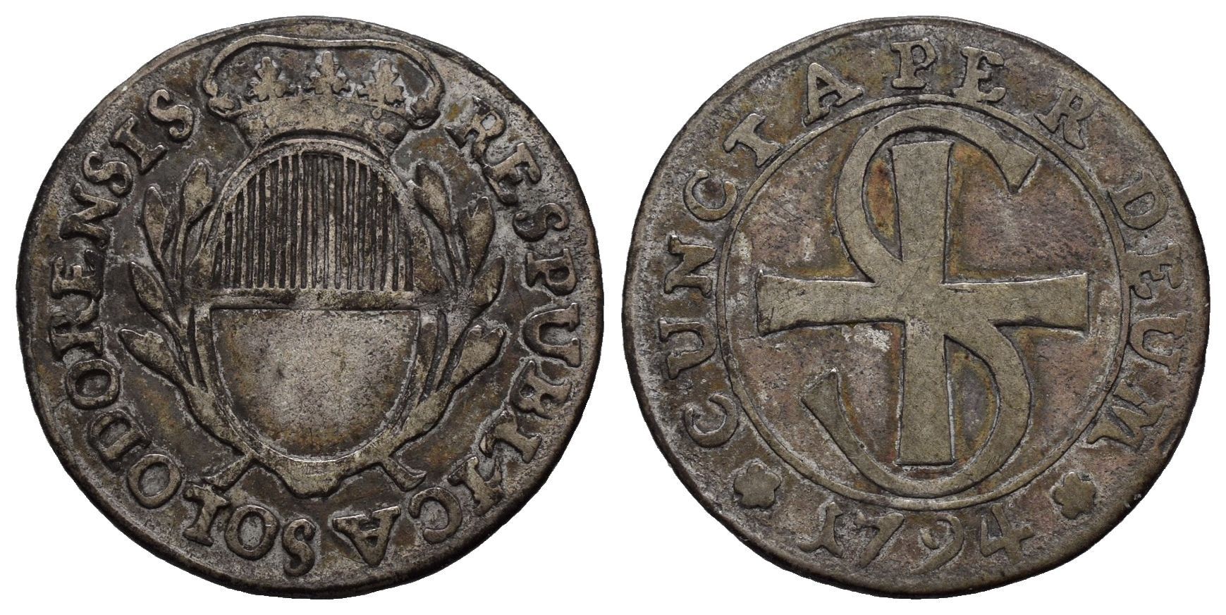 Alle Münzen: Solothurn 10 Kreuzer 1794  /2044 – Gebraucht aus Trimbach von Solothurn1