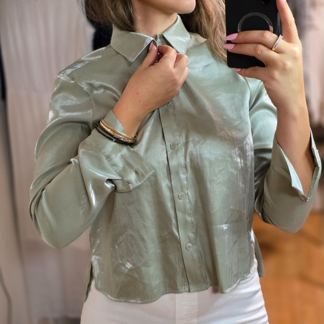C&A Camicette: Vintage Style C&A Bluse mit Silberfäden, M – Usato da Wald ZH venduto da CapLux 6