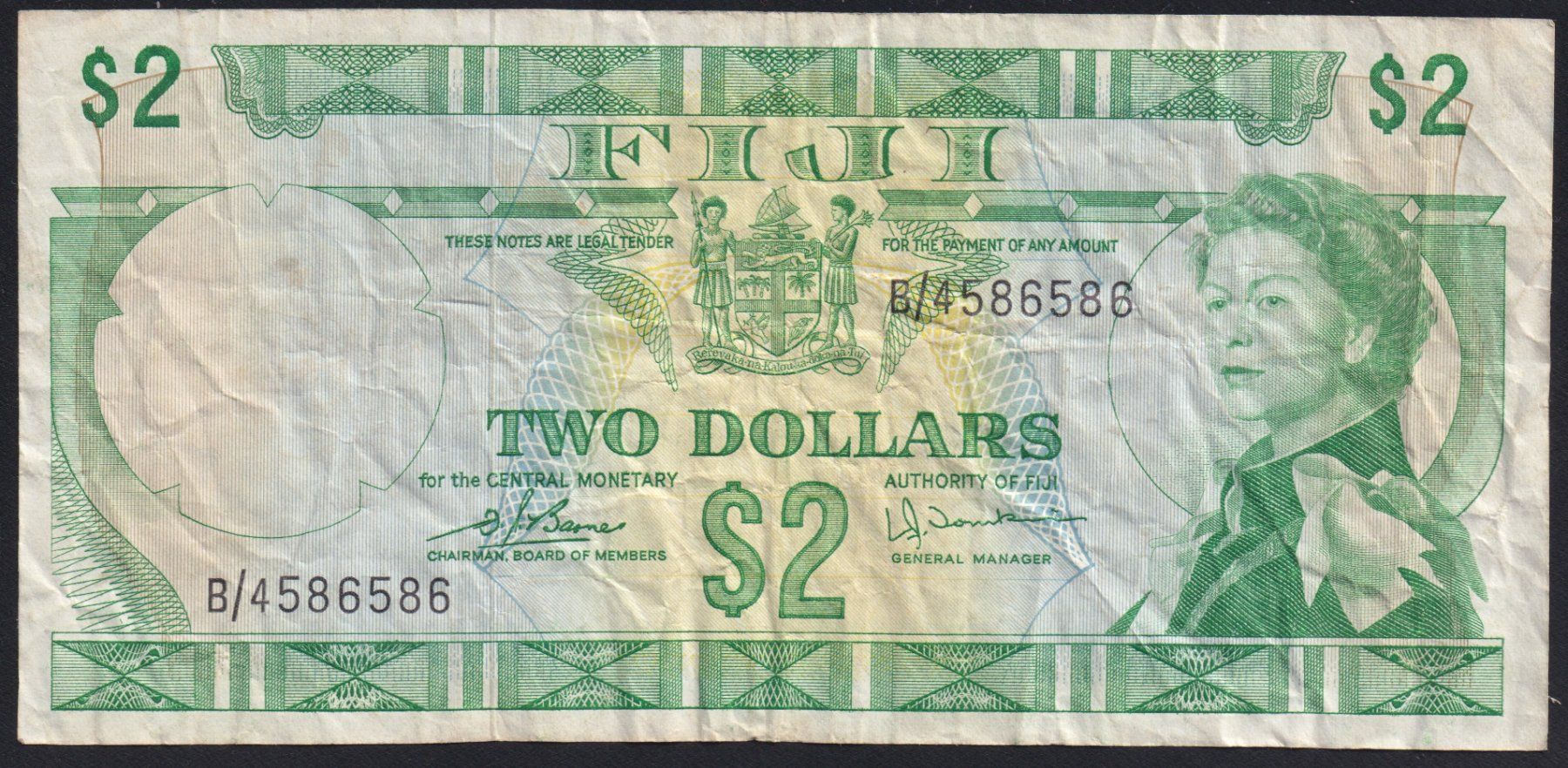 Banconote: Fiji 2 Dollars 1974 – Usato da Brugg AG venduto da banknoten_muesli