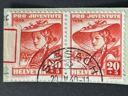 Sissach BL 1940; auf 2 zusammenhängenden Briefmarken ⭐️ 🇨🇭