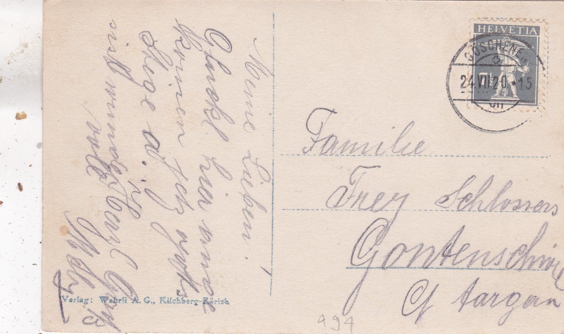 Cartoline postali: Andermatt gegen die Furka 1920 – Usato da Herisau venduto da Lisegrat2008 1