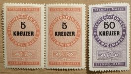 Fiskalmarken / Stempelmarken Fürstentum Liechtenstein FL, LI