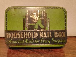 Art Deco Blechdose Nail Box grün USA NAYL C CO Top Design