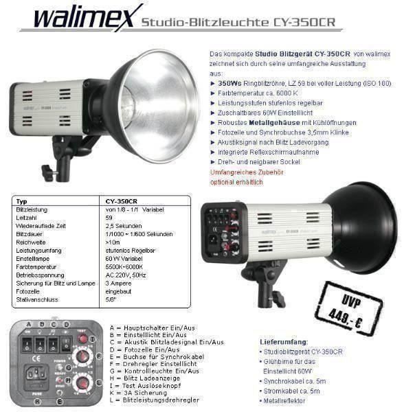 Walimex Flash: Walimex CY-350 Occasion Studioblitzgerät – Usato da Tagelswangen venduto da Bischof-Studiolicht