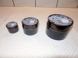 3 in sich passende Deckeldosen, handbemalt, China, 5 - 10cm
