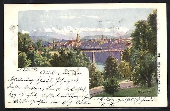 Cartes postales: Bern, Teilansicht mit Eisenbahnbrücke – D'occasion à Berlin par bartko-reher