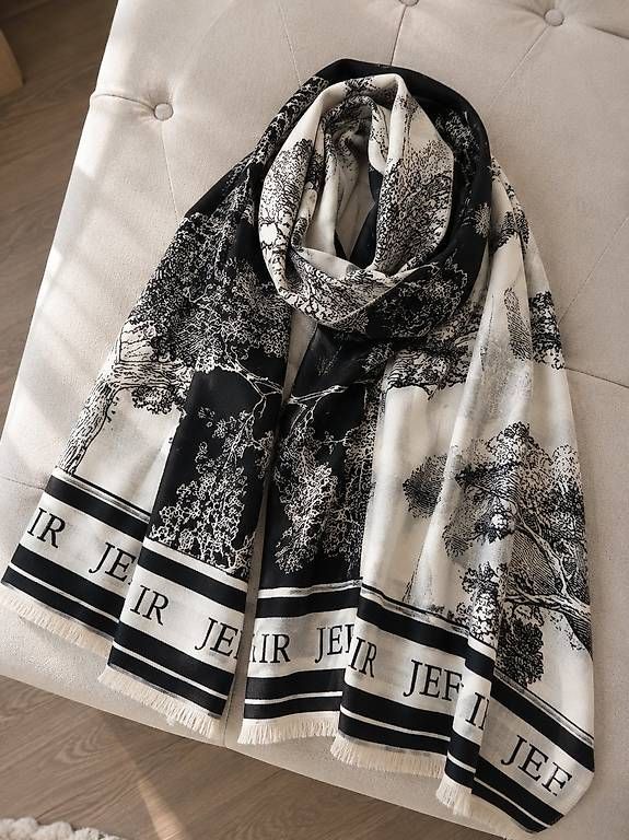 Foulard & Sciarpe: Sciarpa / Stola elegante bianco e nero 185×65 cm – Nuovo e nell'imballaggio originale da Lugano venduto da solowolford 2