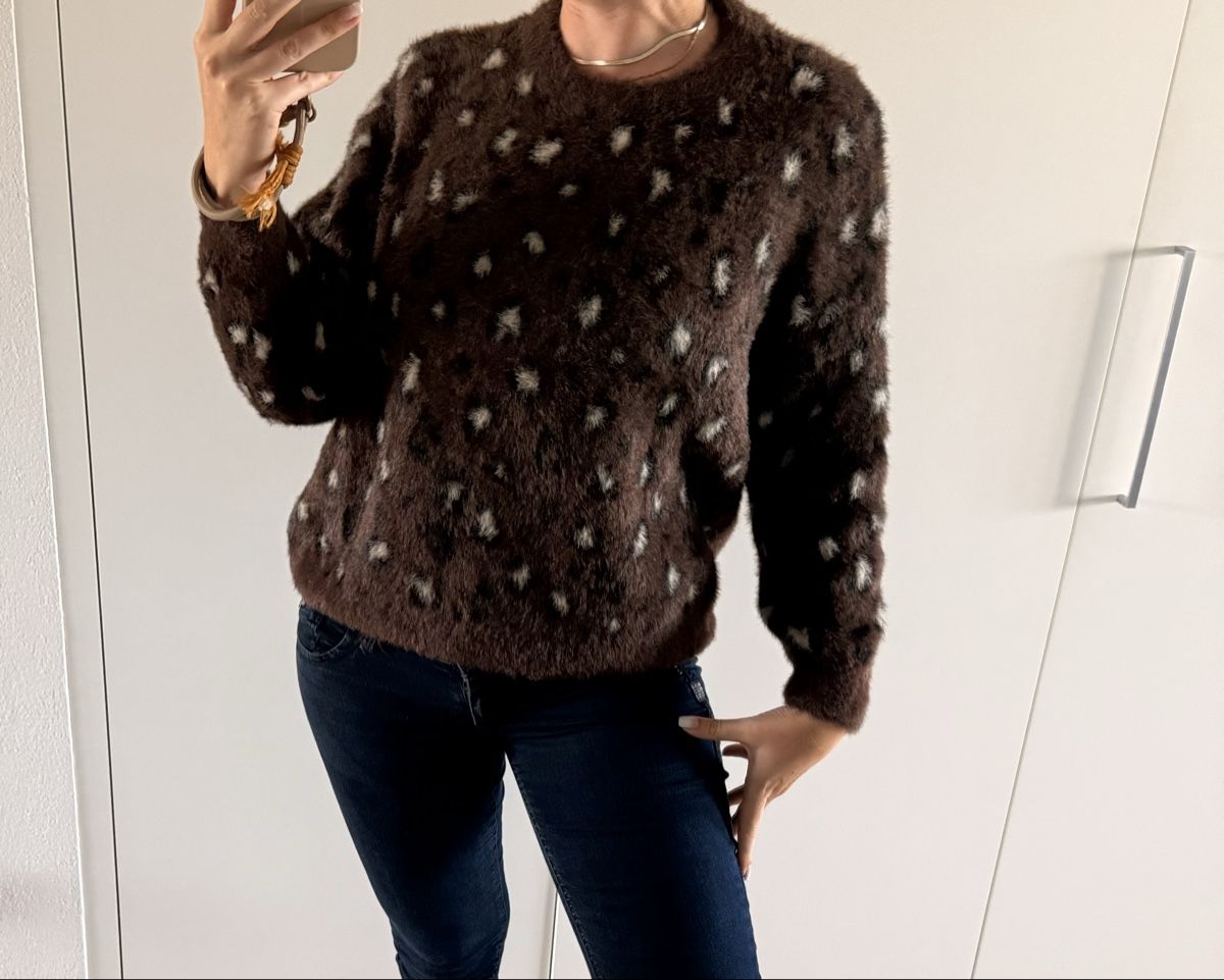 Heine Maglioni & Felpe: Pullover Leo Muster braun M Damen heine Flausch Pulli  – Usato da Staad SG venduto da Chirrari
