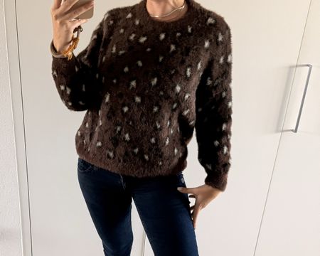Pullover Leo Muster braun M Damen heine Flausch Pulli 