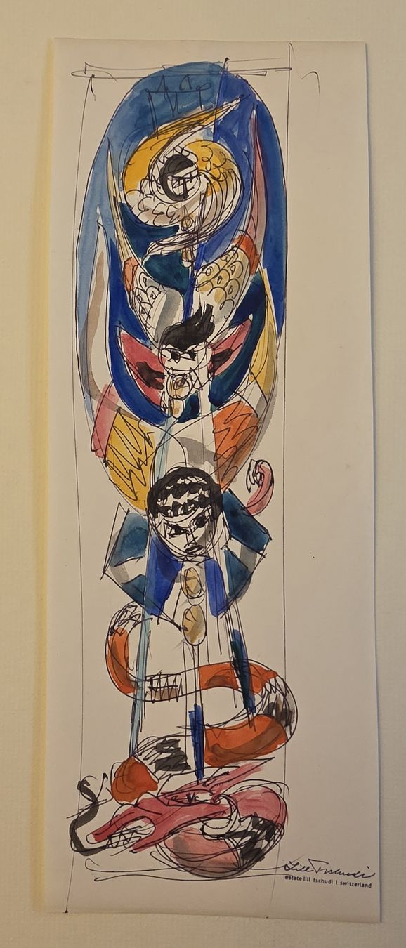 Dipinti: Lill Tschudi  Original Aquarell 33x13cm "Michael" – Usato da Emmenbrücke venduto da Kunstankaufverkauf 6