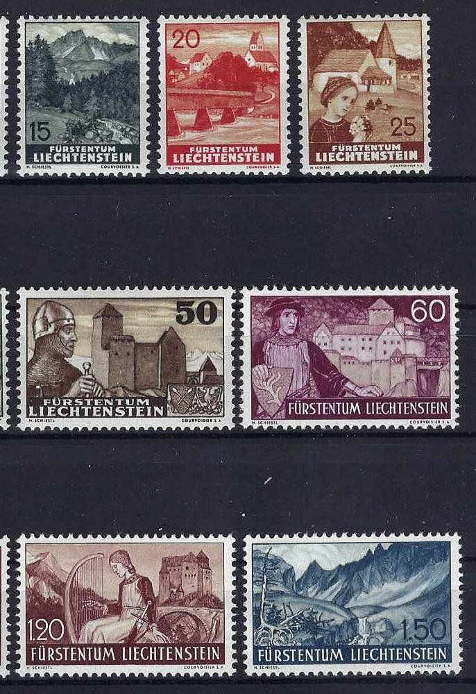 Tutti i francobolli: Lichtenstein Serie 1937/38 saubere werte postfrisch 105.- – Usato da Hitzkirch venduto da walti1959 2