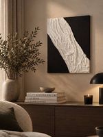 Handgemachtes 3D Reliefbild  Schwarz & Weiss  40 × 50 cm