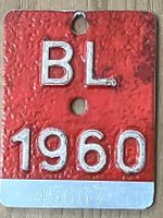 BL 1960-VELONUMMER - FAHRRADSCHILD- PLAQUE DE VELO - BL 1960
