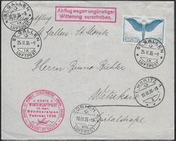 1935 1.Winterluftpost ST. GALLEN - ST. MORITZ - ZH ab 1.-