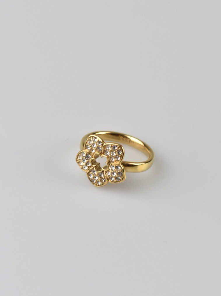 Guess Anelli: Guess Ring mit Pavé-Blumenfassung, 17mm, gold – Usato da Nürensdorf venduto da 2ND_STORY