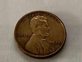 One Cent 1928 USA Müntze Abraham Lincoln