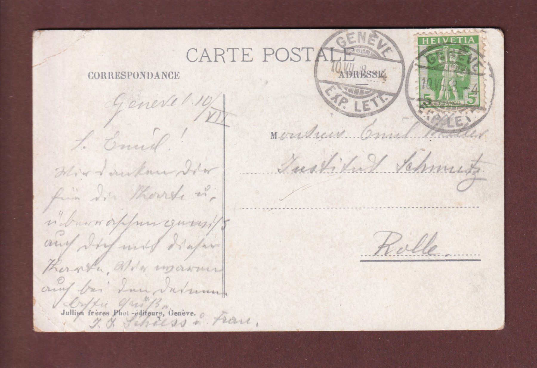 Cartes postales: GENEVE - Bateau CGN - 1908 // plis d'angle // – D'occasion à Pully par nicecards 1