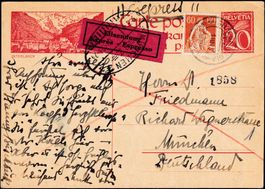 1928: Express Bildpostkarte Interlaken nach München + Stpl.