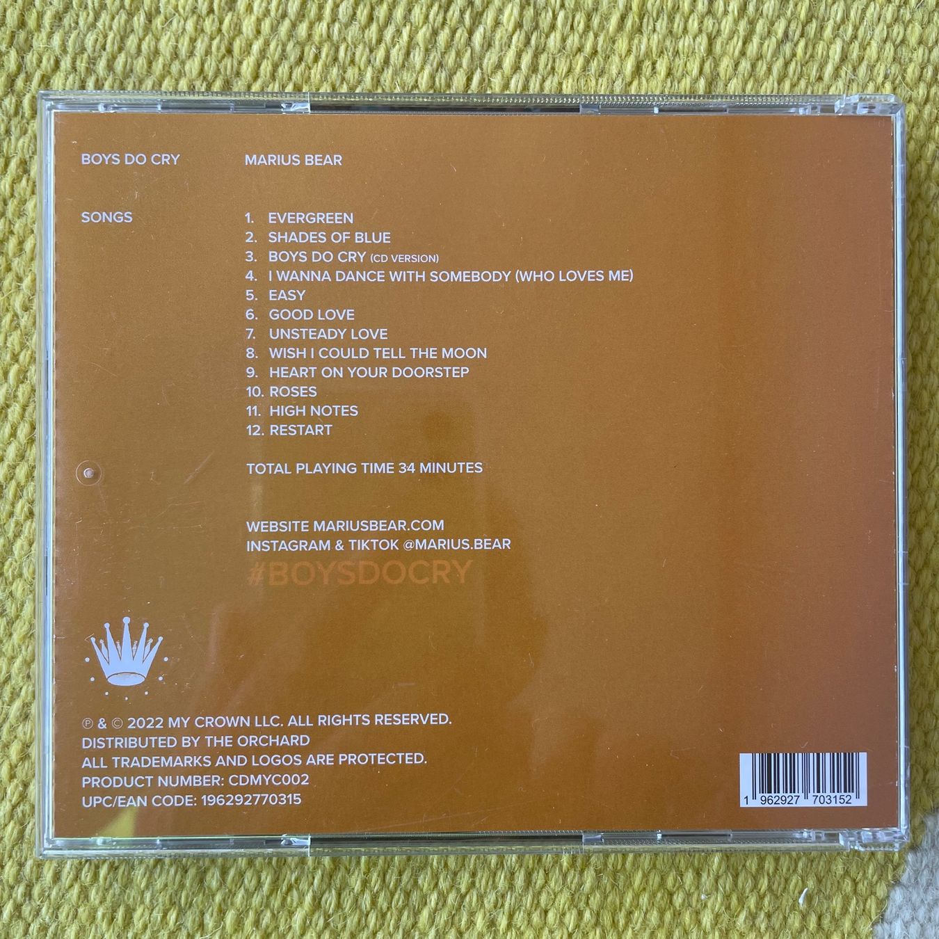 CD: MARIUS BEAR-BOYS DO CRY – Usato da Rorschacherberg venduto da CD-Roli 1