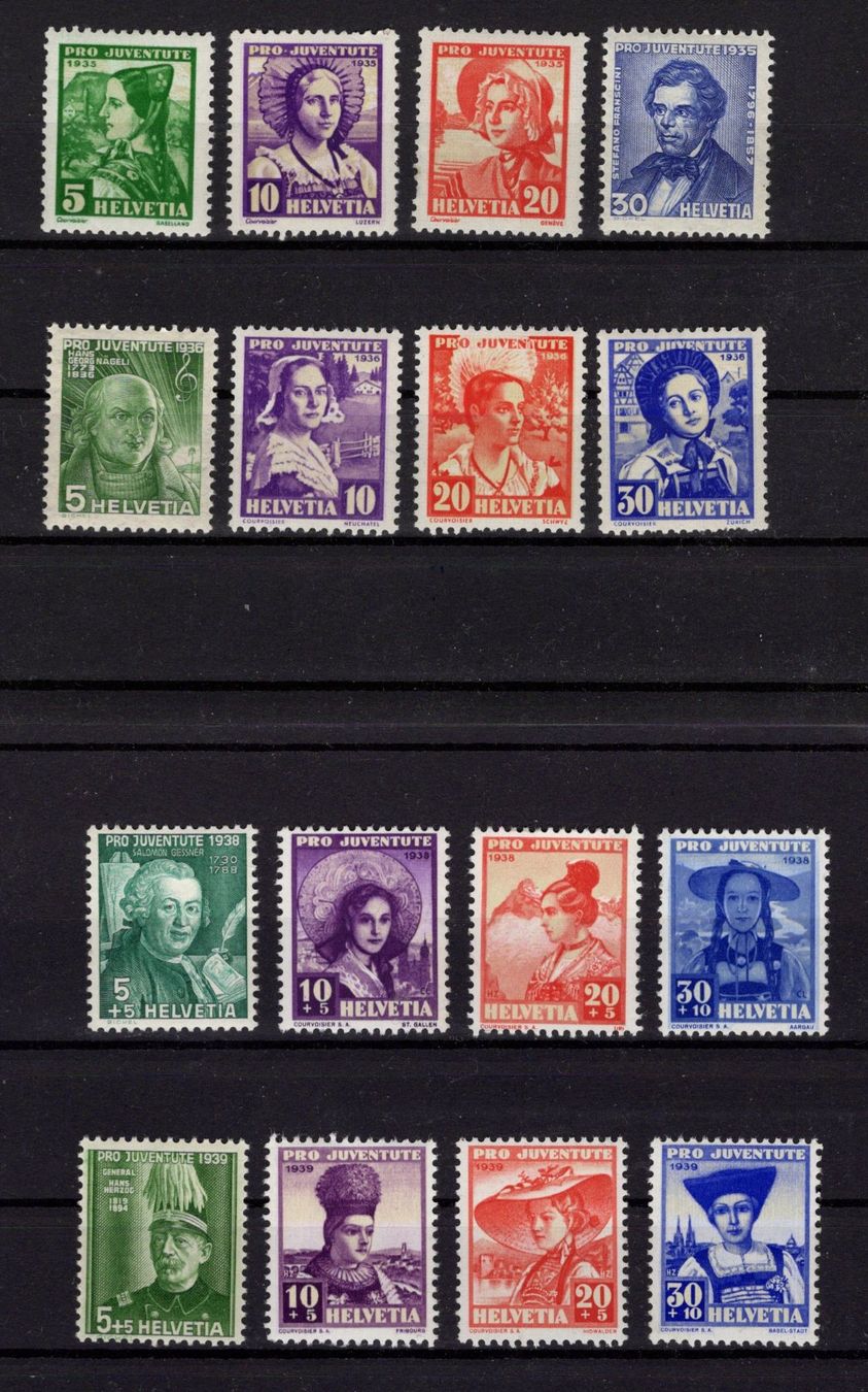 Alle Briefmarken: R1801 /  Pro juventute 1935/36/38/39 – Neu (gemäss Beschreibung) aus Ste-Croix von MONT-TAGNAC