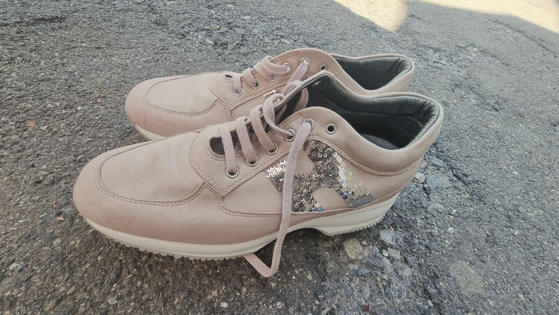 Scarpe da donna: Chaussures Hogan à paillettes rose – Usato da Vevey venduto da fer3ica 1