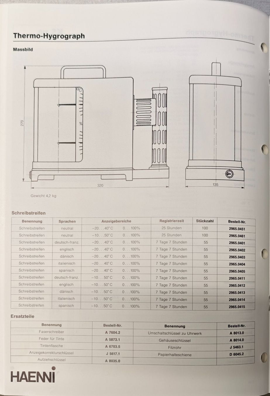 Haenni Misurare: Haenni Thermo Hygrogaph 1-175h – Usato da Oey venduto da Twal 7