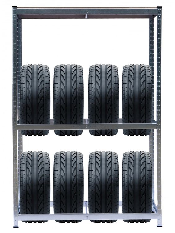 Schwerlast-Reifenständer – Höhenverstellbares Felgenregal Für 8 Reifen, Aus Eisen, 107 X 117 X 46 Cm