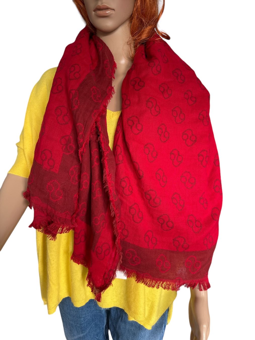 Foulard & Sciarpe: S.oliver Châle rouge à motif – Nuovo e nell'imballaggio originale da Vuisternens-Romont venduto da gol_xp6p 1