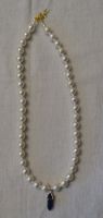 ***TOP*** Perlenkette Weiss mit Blau-Kristall***TOP***