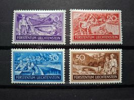 Liechtenstein 1937 Mi.152-155 Arbeitsbeschaffung. Ungestem.