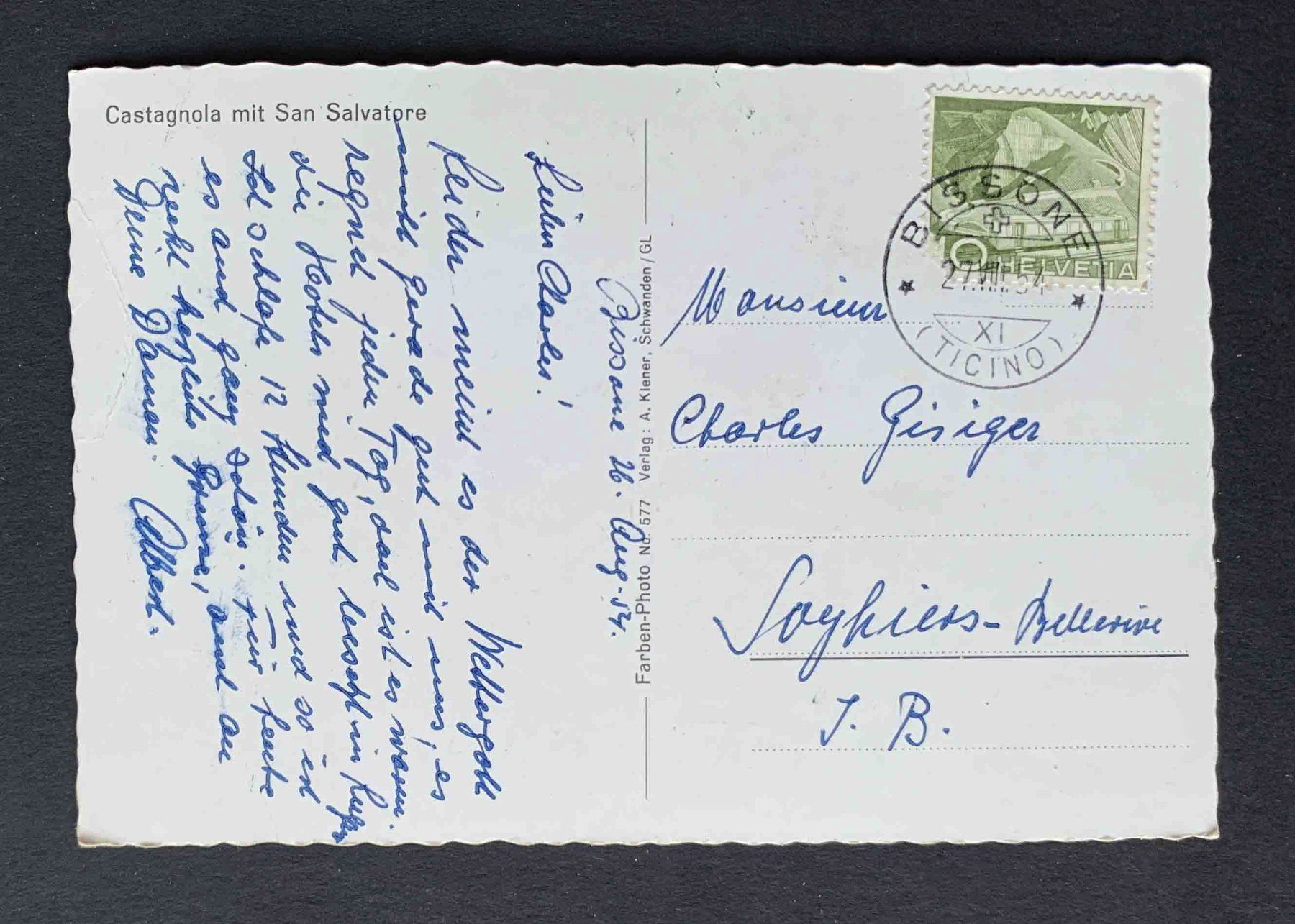 Cartoline postali: AK Castagnola mit San Salvatore – Usato da Goldau venduto da artelier1 1