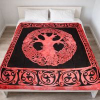 Tagesdecke Celtic Tree Baumwolle Batik XL Überwurf Rot