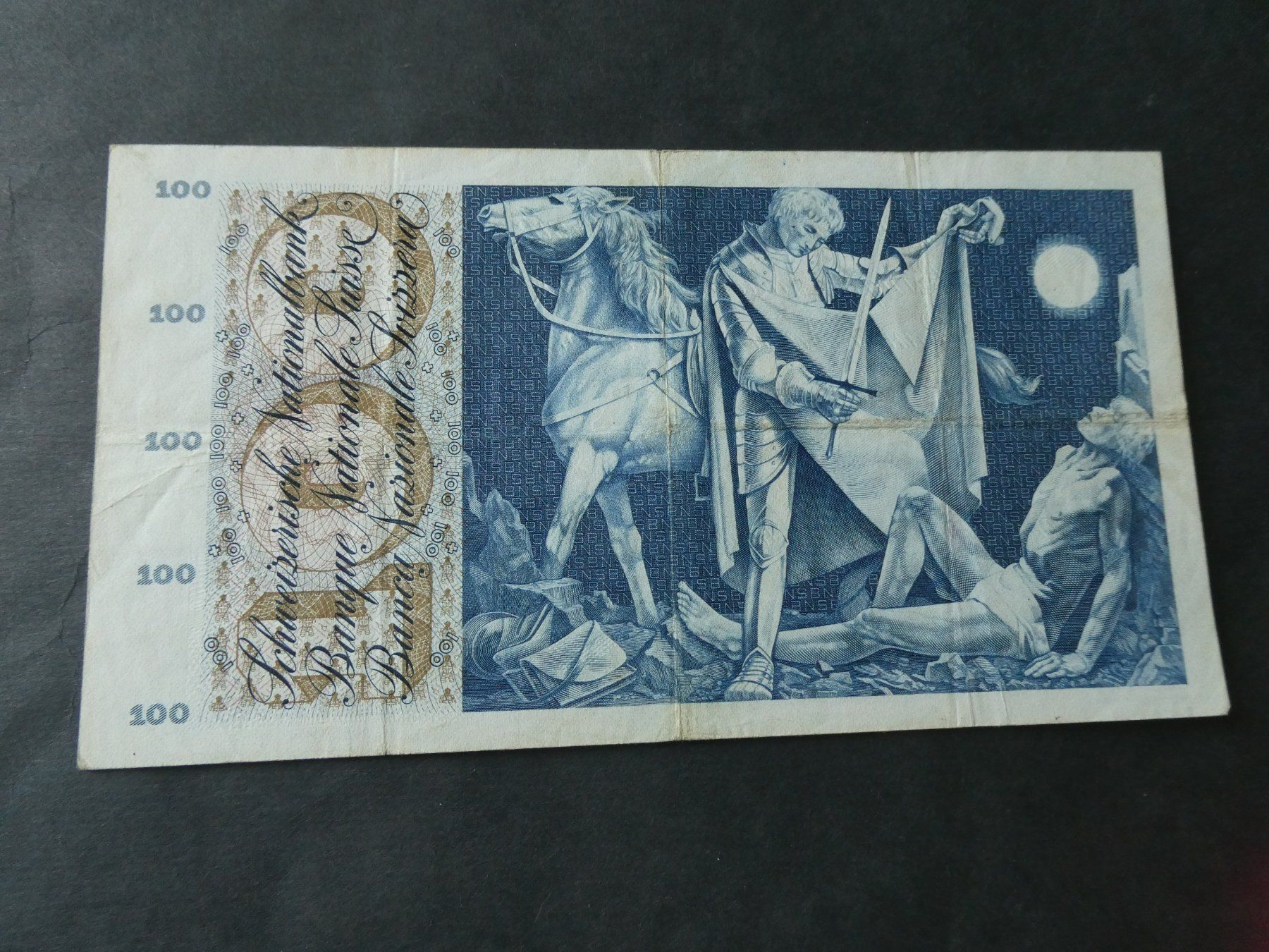 Banconote: Schweiz 1957, 100 Franken – Usato da Hinterforst venduto da Rohusri 1