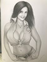 Denise Milani -  sexy dessin original au crayon  (a4) signé